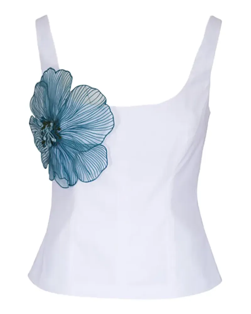 Lela Rose floral sleeveless blouse - Weiß Weiß