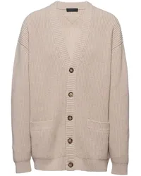 Prada Gerippter Cardigan aus Kaschmir Nude