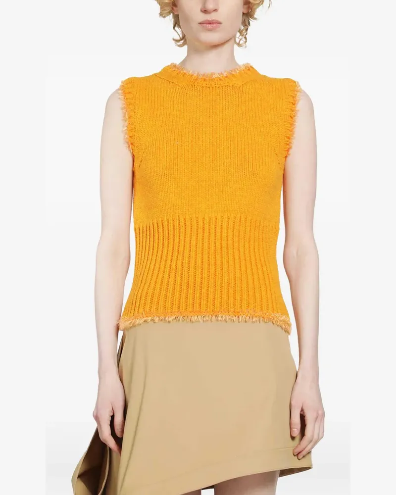 Loewe fringed ribbed-knit vest - Orange Orange
