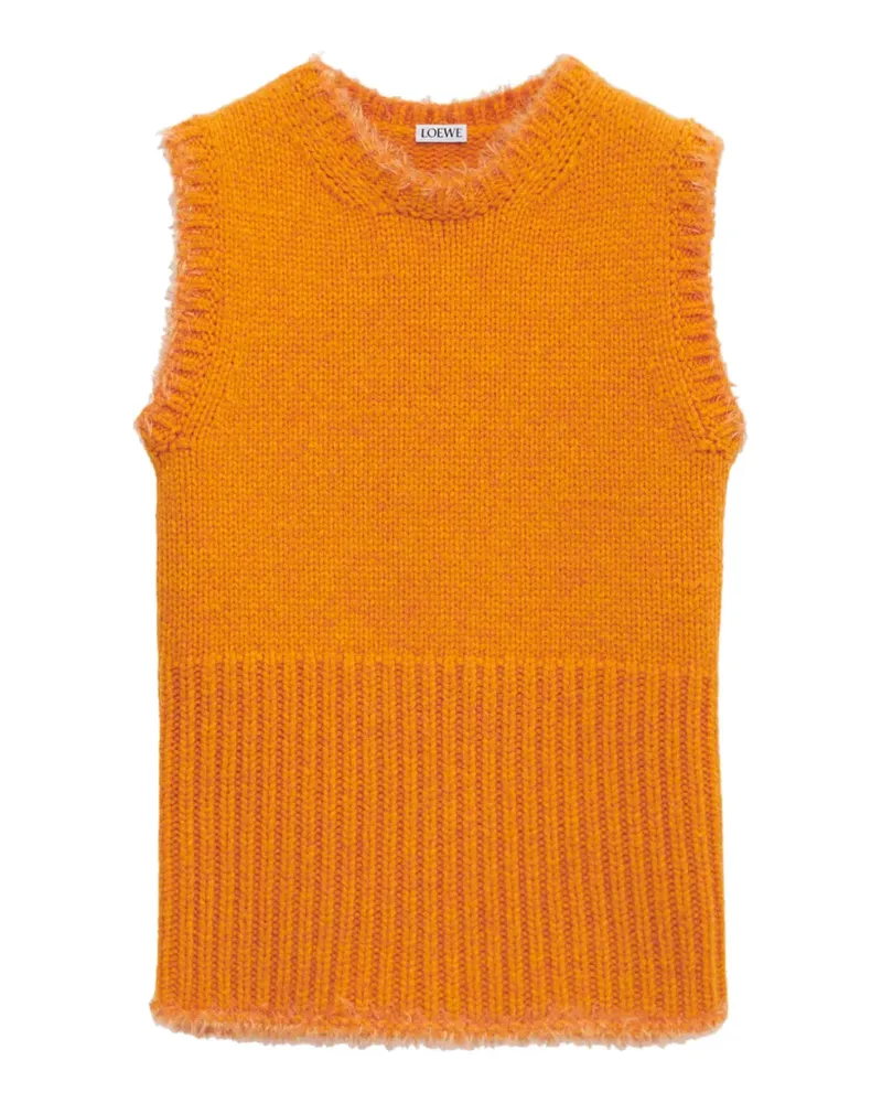 Loewe Gerippter Pullunder mit Fransen - Orange Orange