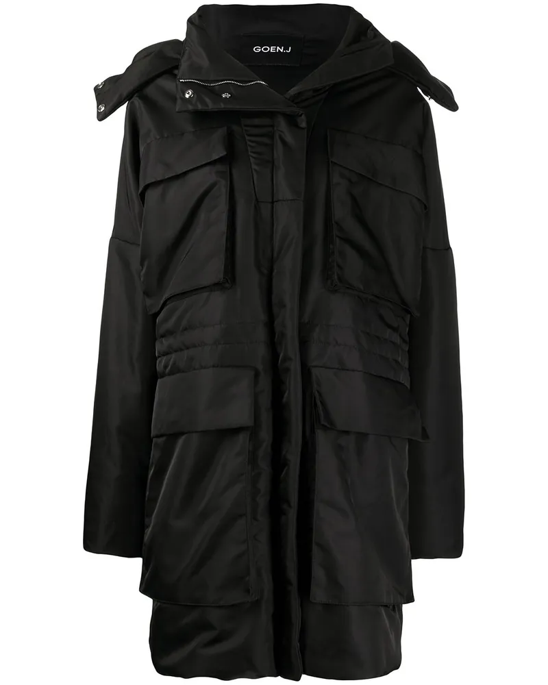 GOEN.J Kapuzenparka mit Taschen - Schwarz Schwarz