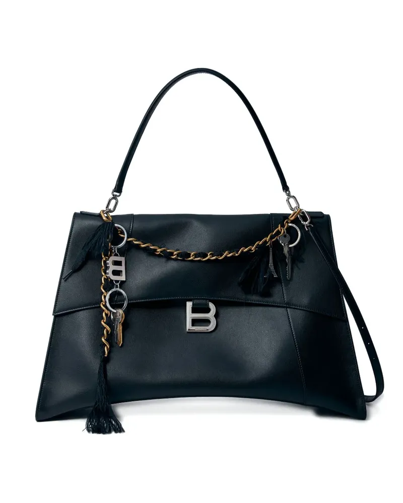 Balenciaga Große Soft Hourglass Tote Bag mit Klappe - Schwarz Schwarz