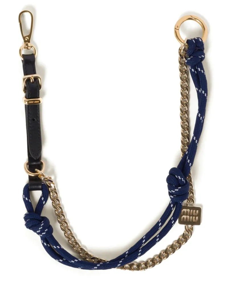 Miu Miu Schlüsselanhänger mit Logo-Gravur - Blau Blau