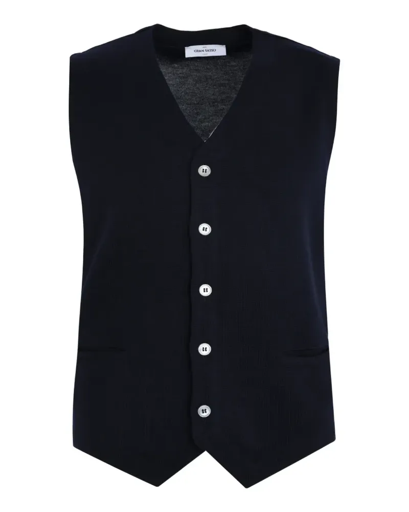 Gran Sasso V-neck button vest - Blau Blau