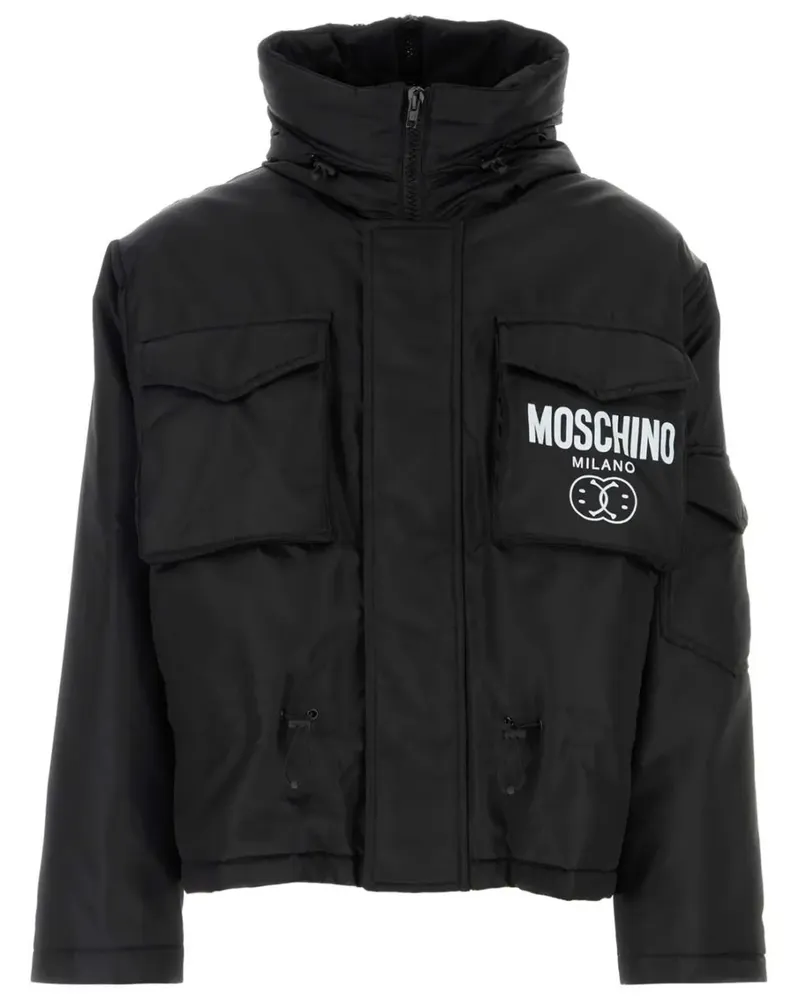 Moschino Gefütterte Jacke mit Logo-Print - Schwarz Schwarz