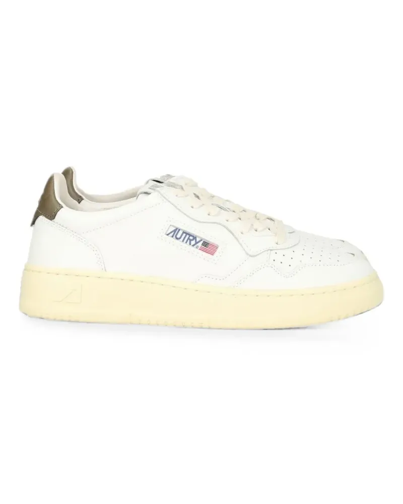 AUTRY Medalist low sneakers in white and chocolate leather - Weiß Weiß