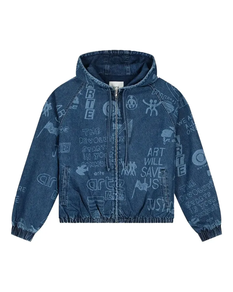 Arte Antwerp Jeansjacke mit grafischem Print - Blau Blau