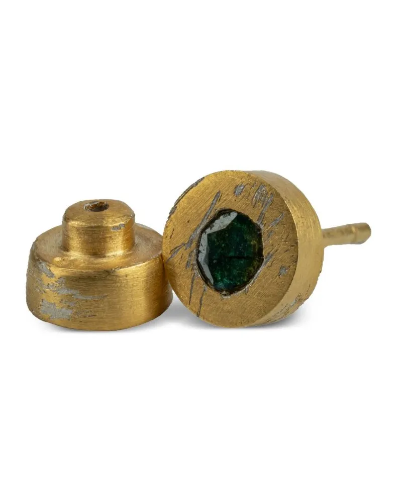 Parts Of Four 18kt vergoldete kleine Silberohrstecker mit blauen Diamanten Gold
