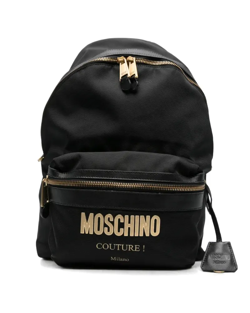 Moschino logo-plaque backpack - Schwarz Schwarz