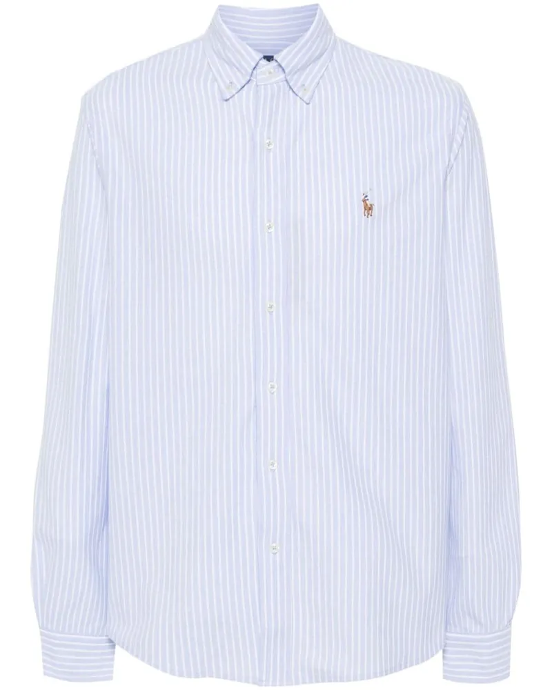 Ralph Lauren Gestreiftes Hemd mit Polo Pony Blau