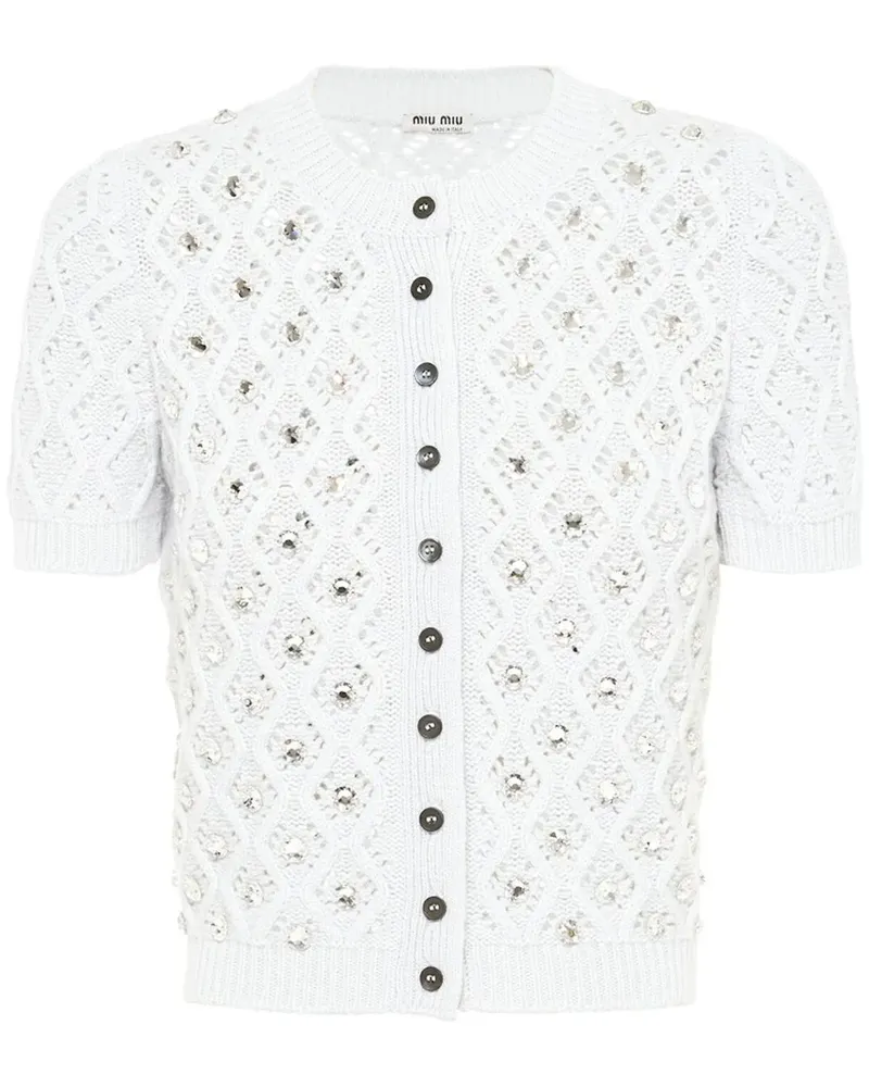 Miu Miu Cardigan mit Strass - Grau Grau
