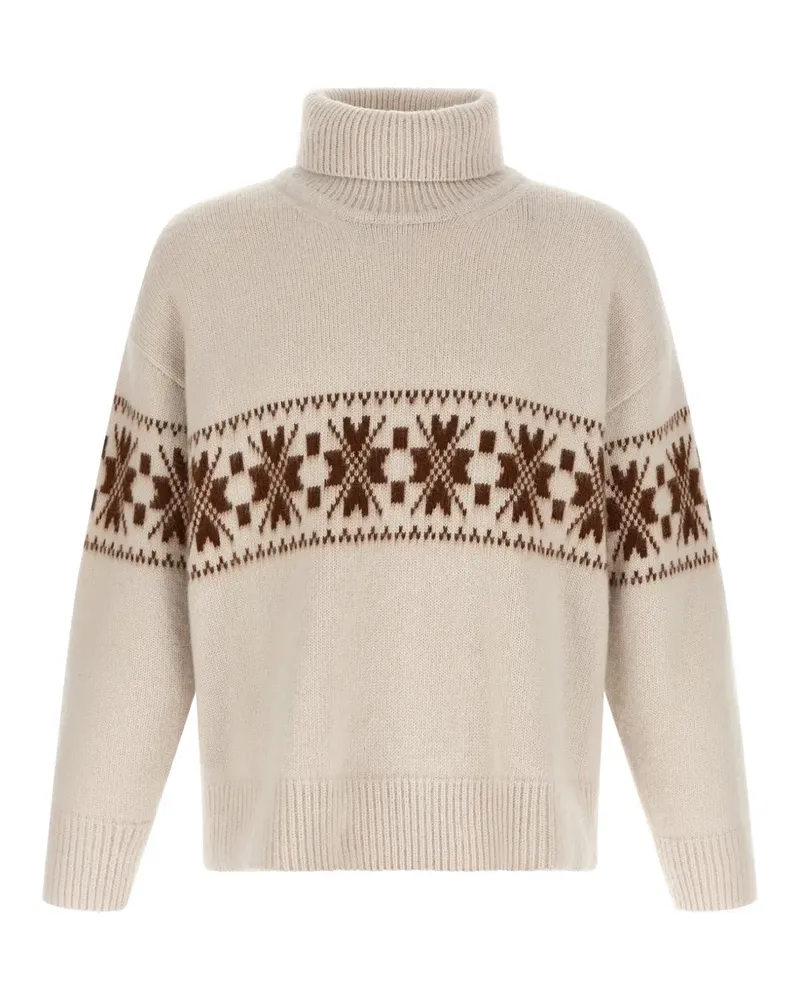 Kiton Pullover mit hohem Ausschnitt und geometrischem Jacquardmuster - Nude Nude