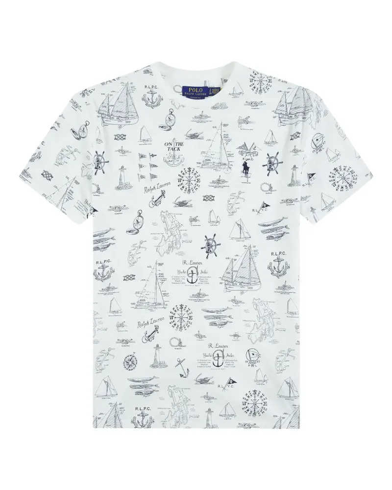 Ralph Lauren T-Shirt mit Marine-Print - Weiß Weiß