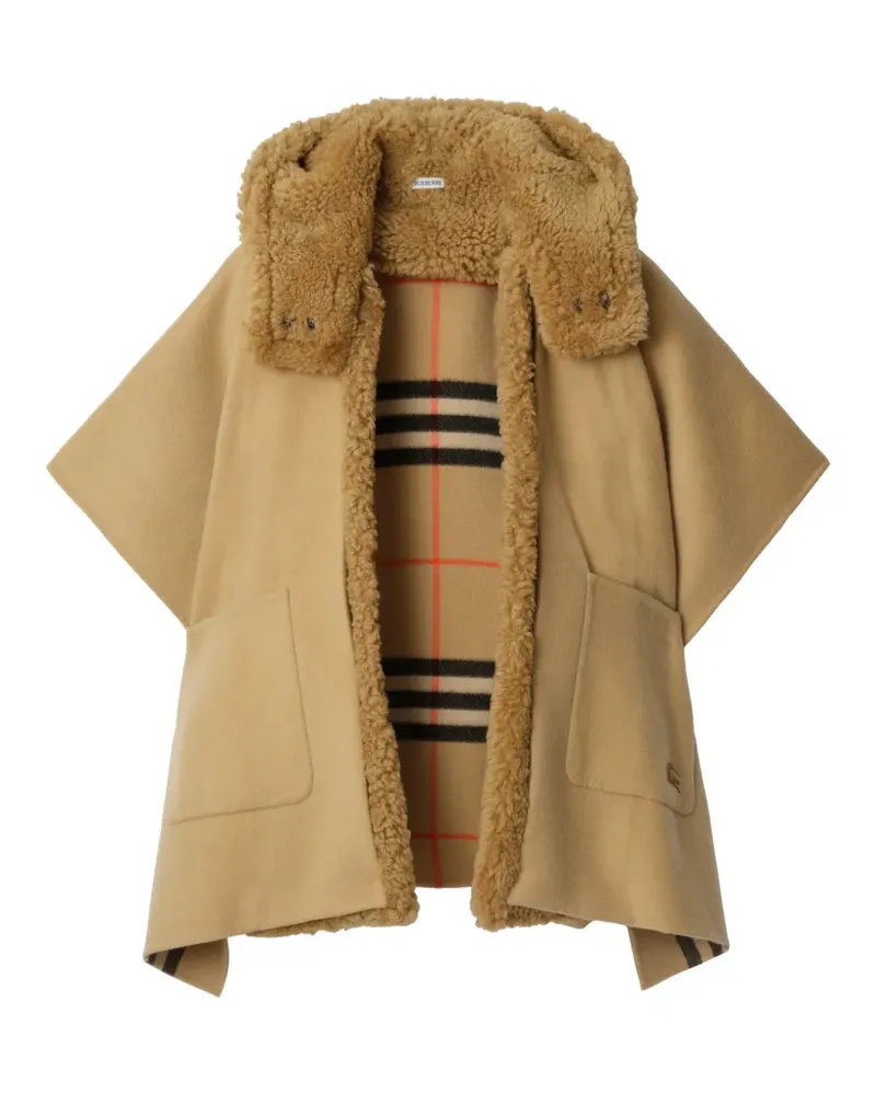 Burberry Wendbares Kaschmir-Cape mit Shearling-Besatz - Nude Nude