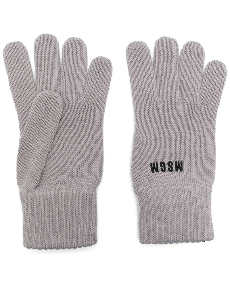 MSGM Handschuhe mit Logo-Stickerei - Grau Grau