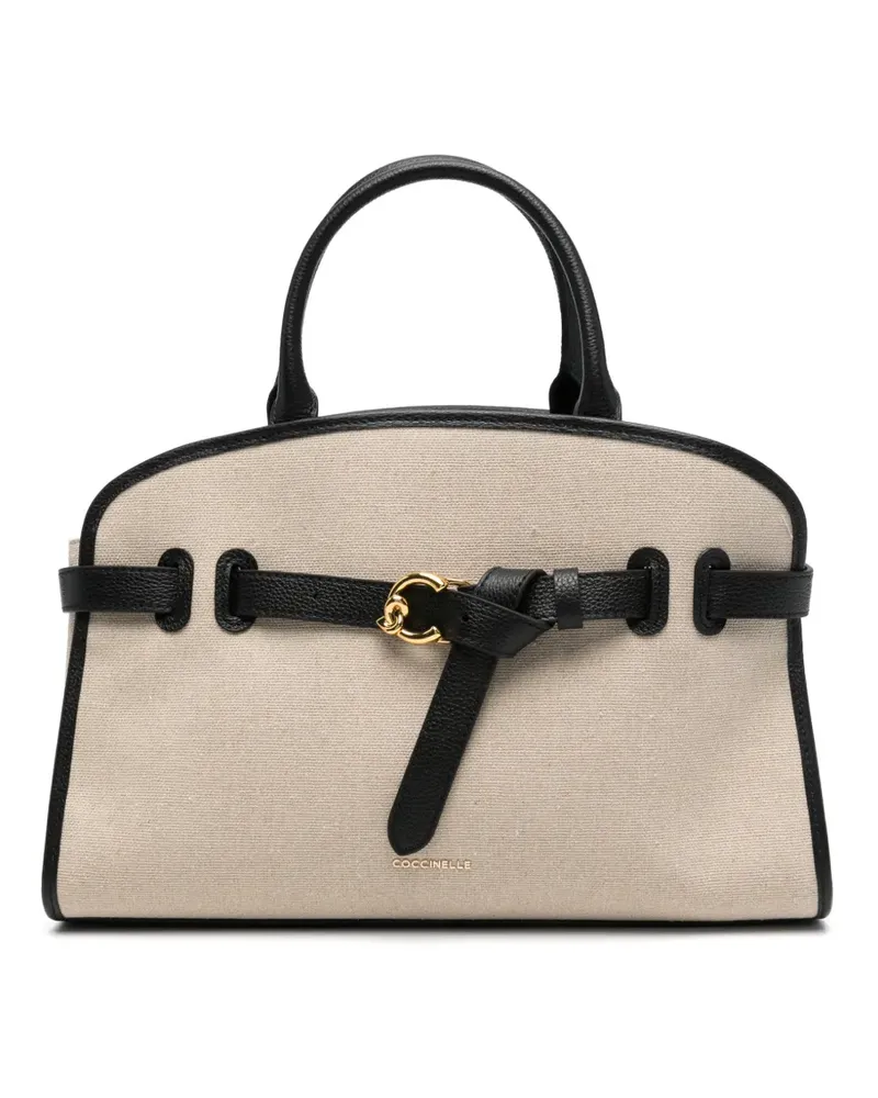 Coccinelle medium Sabine leather-trim tote bag - Nude Nude