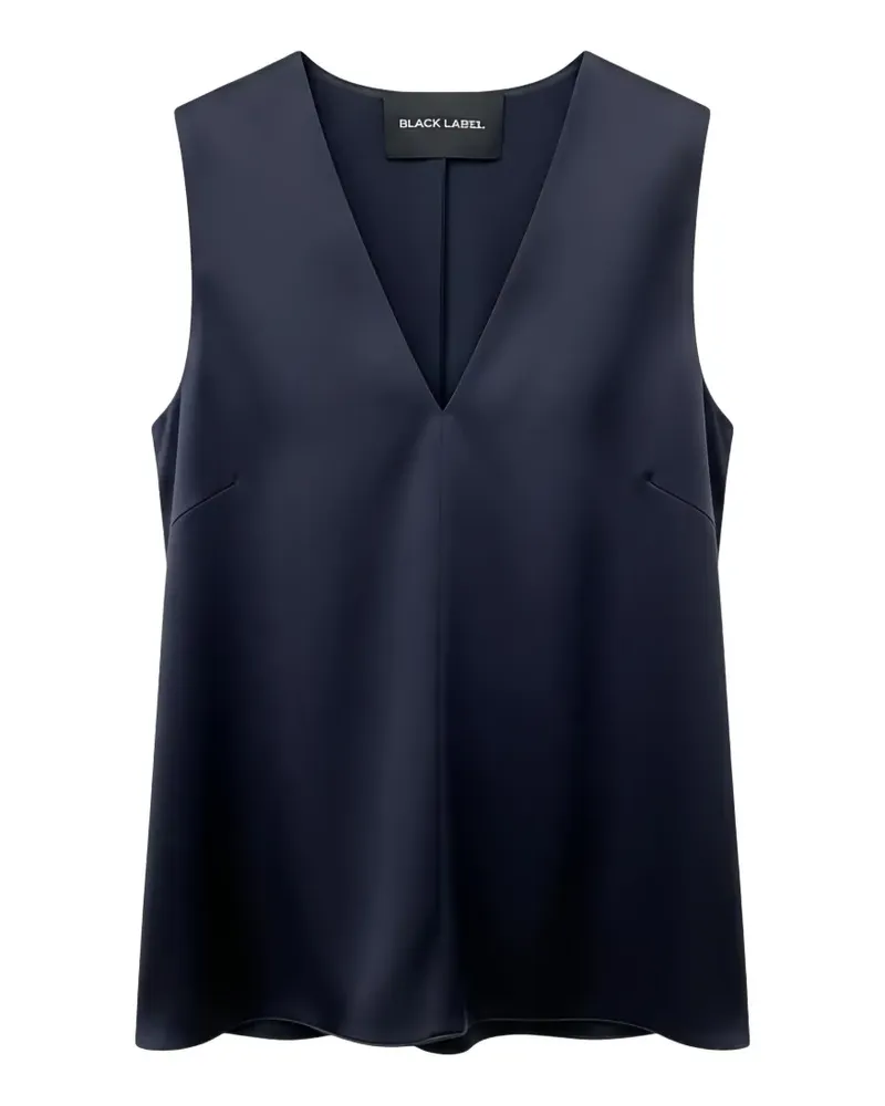 Black Label sleeveless V-neck blouse - Blau Blau