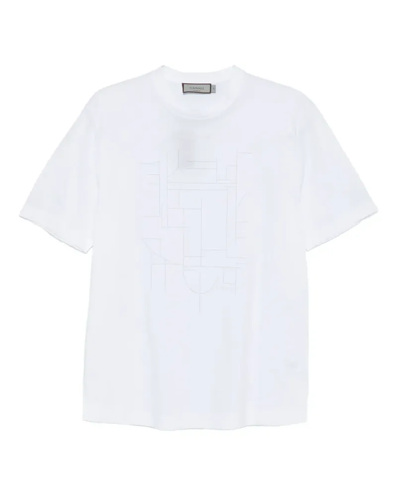 Canali T-Shirt mit geometrischem Print - Weiß Weiß