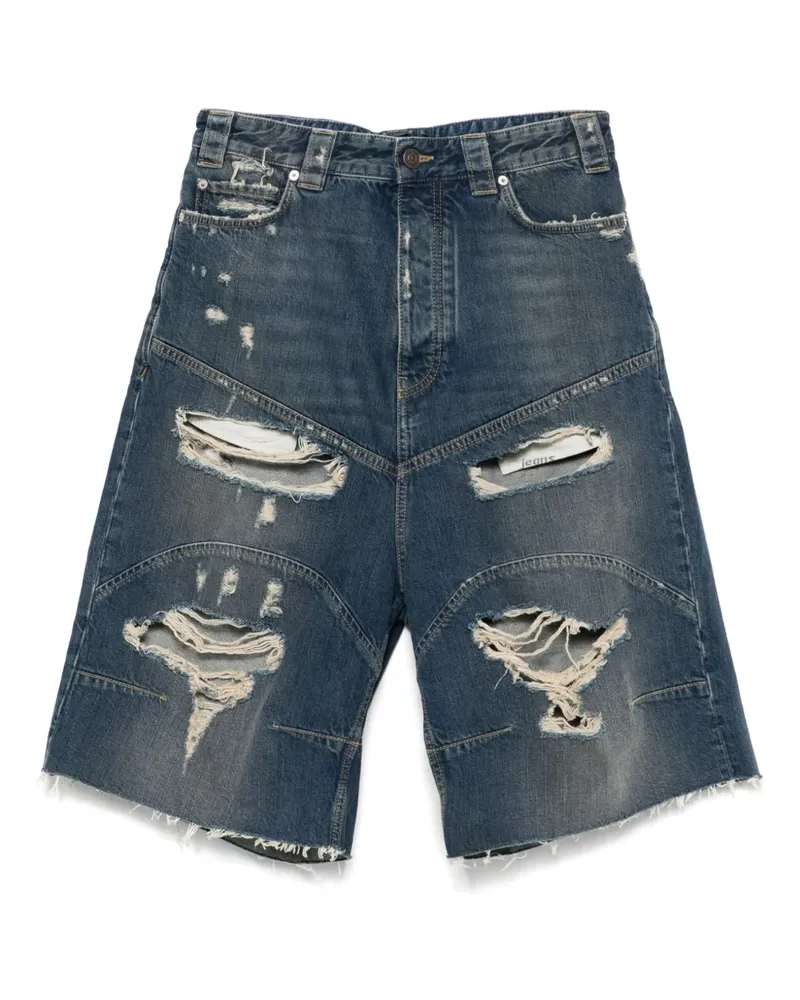 Balenciaga Jeans-Shorts in Distressed-Optik - Blau Blau