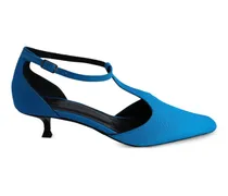 Kitten-Heel-Pumps mit T-Riemen - Blau