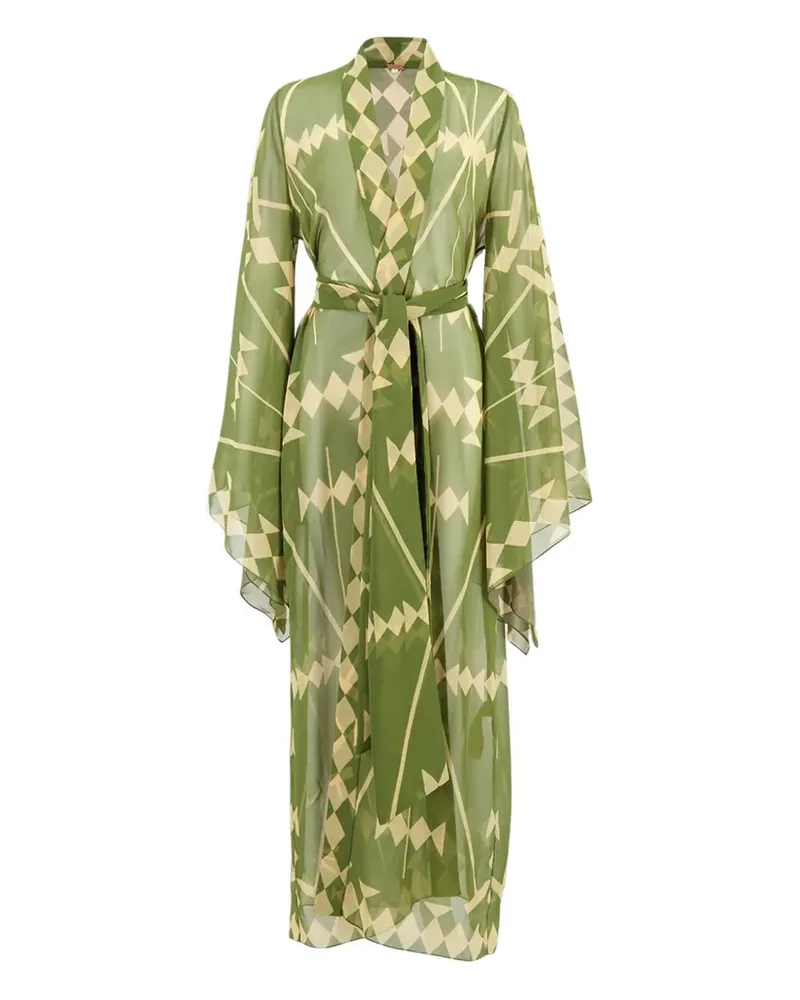 Johanna Ortiz Maxikleid mit geometrischem Print - Grün Grün