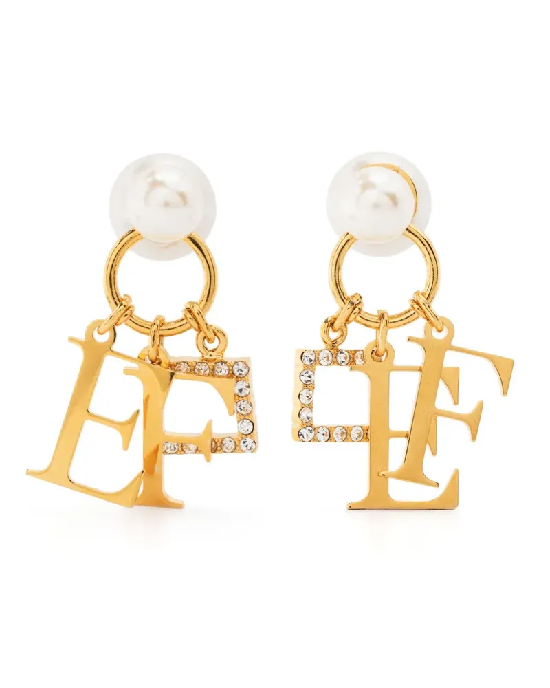 Elisabetta Franchi Ohrringe mit Logo - Gold Gold