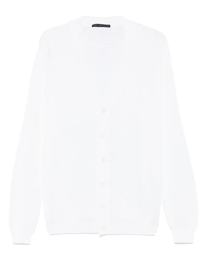 Low Brand Cardigan mit Lochstrickmuster - Weiß Weiß