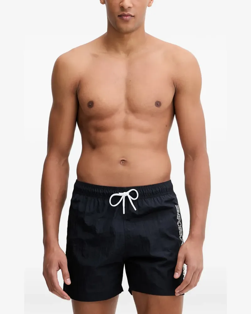 Emporio Armani logo-embroidered drawstring swim shorts - Schwarz Schwarz