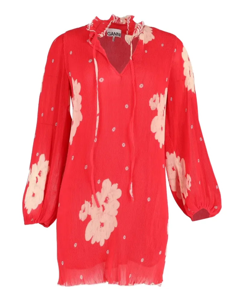 Ganni floral-print mini dress - Rot Rot