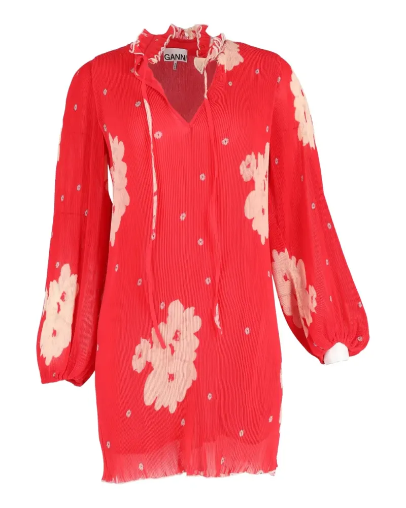Ganni floral-print mini dress - Rot Rot