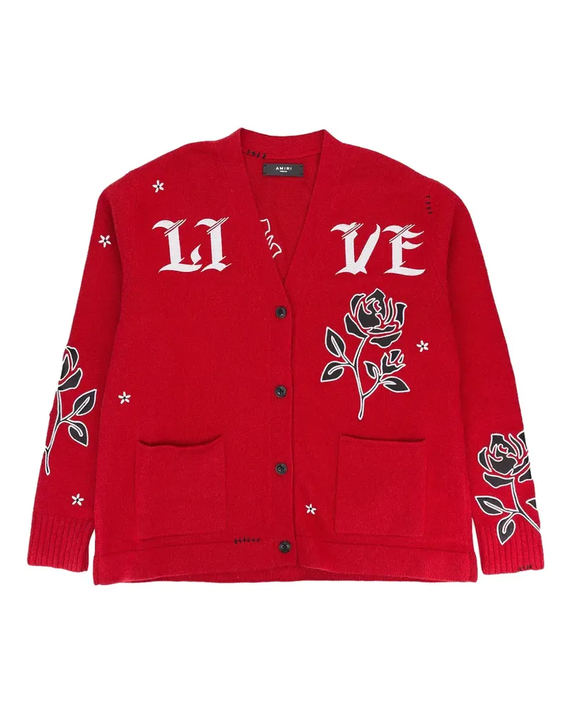 Amiri Cardigan mit Rosenapplikation - Rot Rot