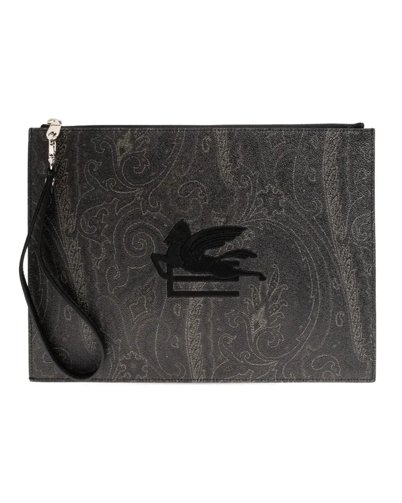 Etro logo-detail clutch bag - Grau Grau