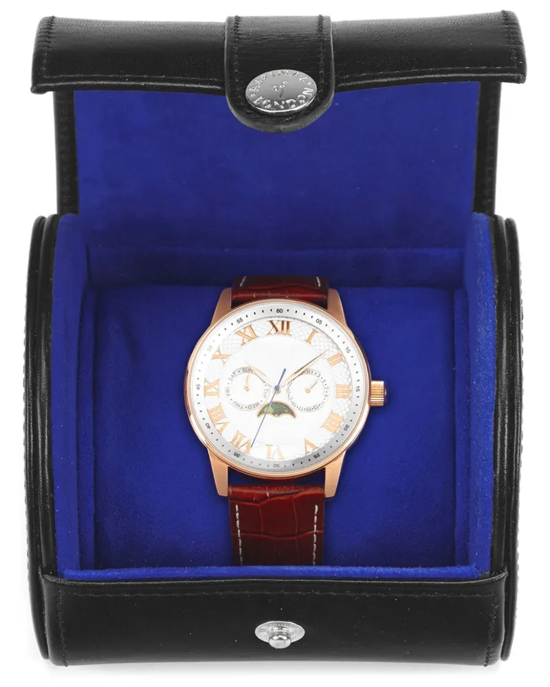 Aspinal of London Uhrenetui aus Leder - Schwarz Schwarz