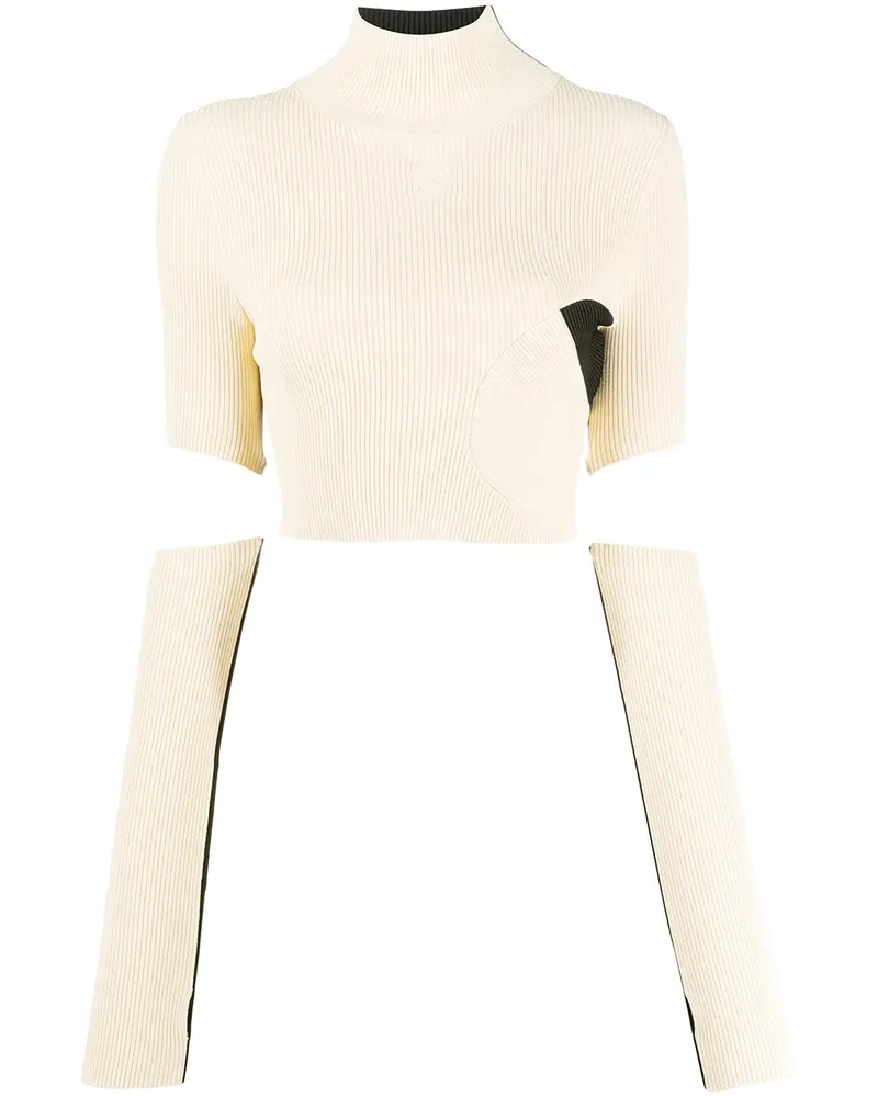 OFF-WHITE Geripptes Cropped-Oberteil - Nude Nude