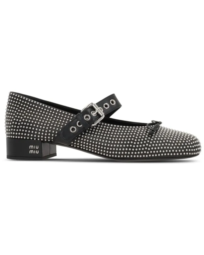 Miu Miu Ballerinas mit Schnalle 25mm - Schwarz Schwarz