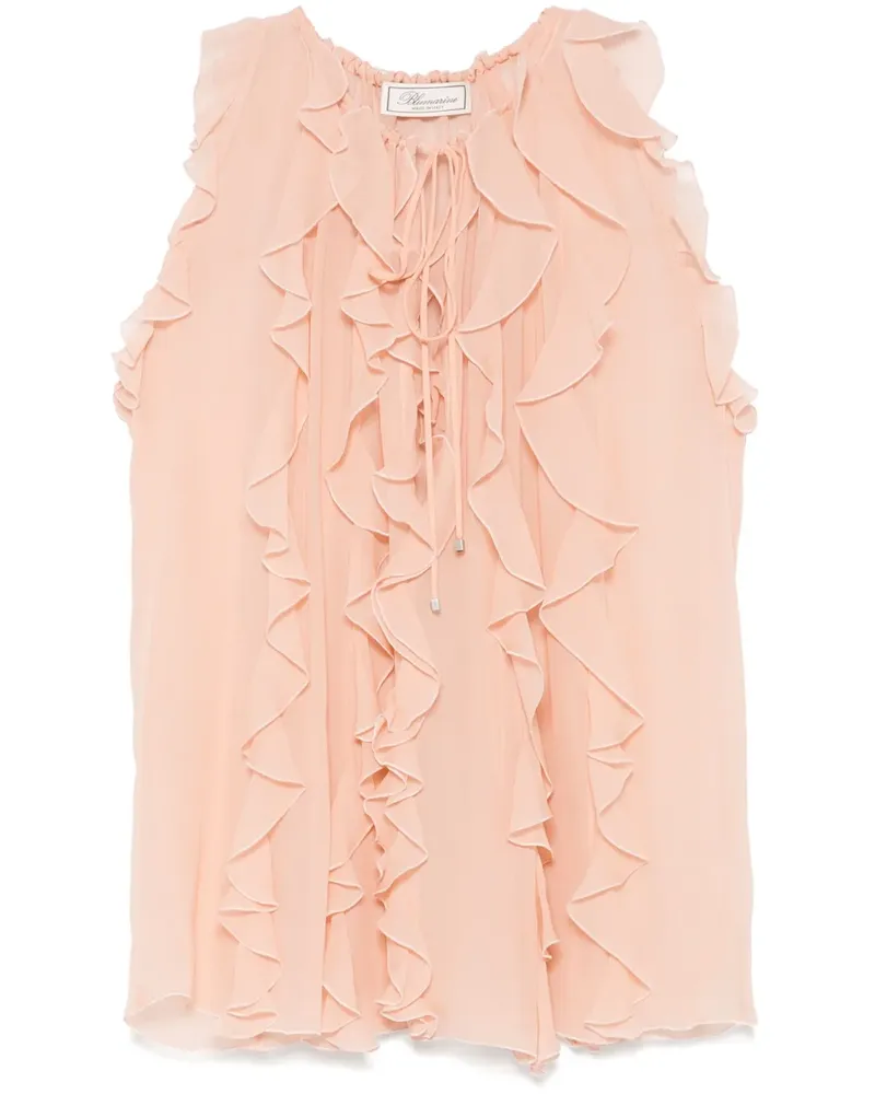 Blumarine Gerüschte Bluse im Mustermix - Rosa Rosa