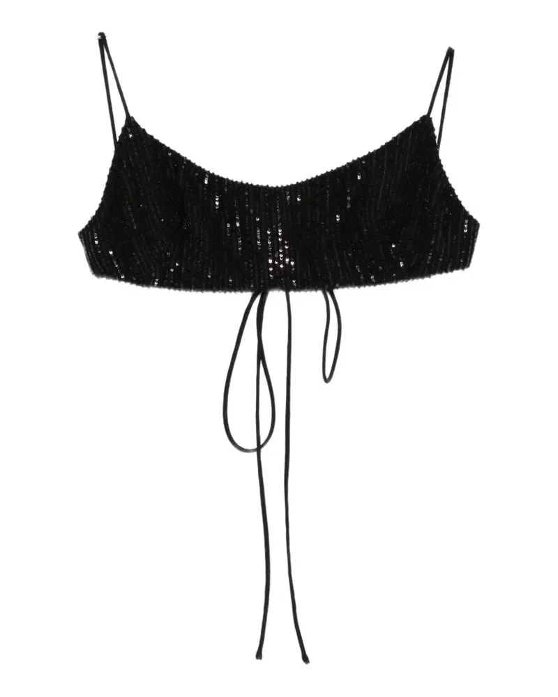 ANDAMANE sequin-embellished tie-fastening bralette - Schwarz Schwarz