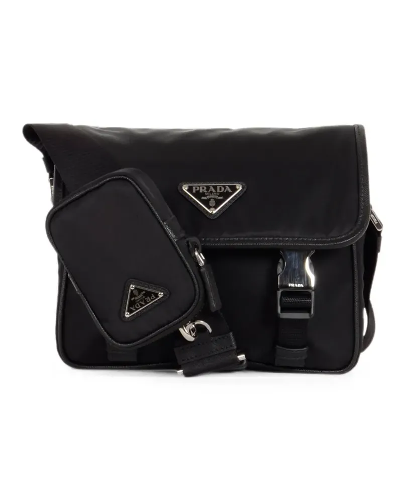 Prada Schultertasche mit Einsätzen aus Re-Nylon - Schwarz Schwarz