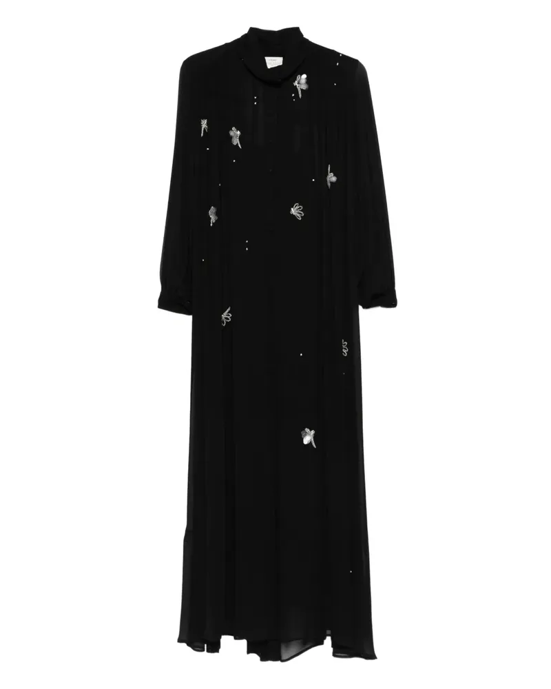 forte_forte Verziertes Midikleid - Schwarz Schwarz