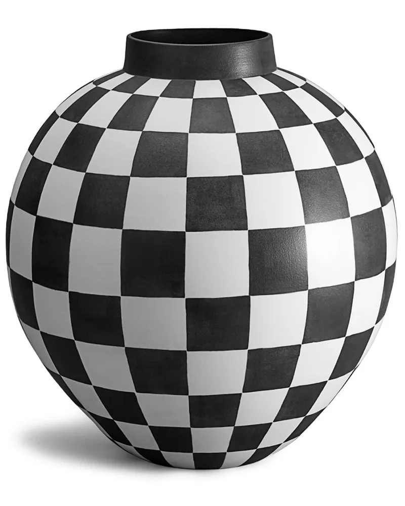 L’OBJET Große Damier Vase - Weiß Weiß