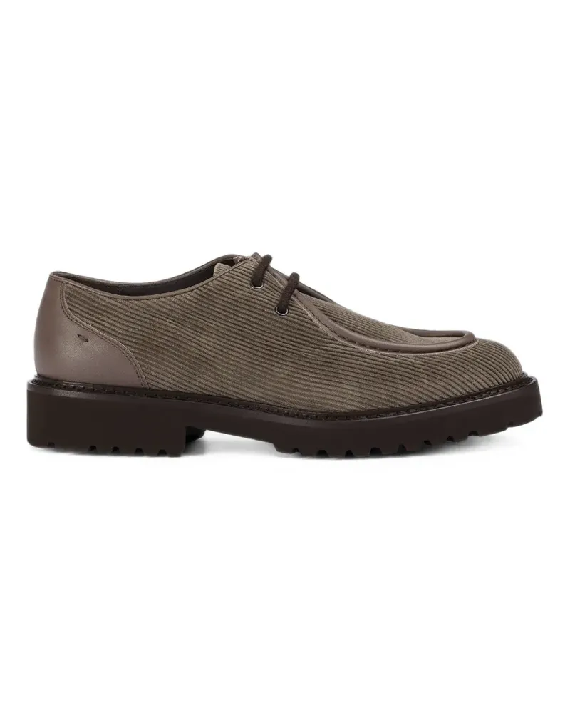 Doucal´s round-toe ribbed-velvet Derby shoes - Braun Braun
