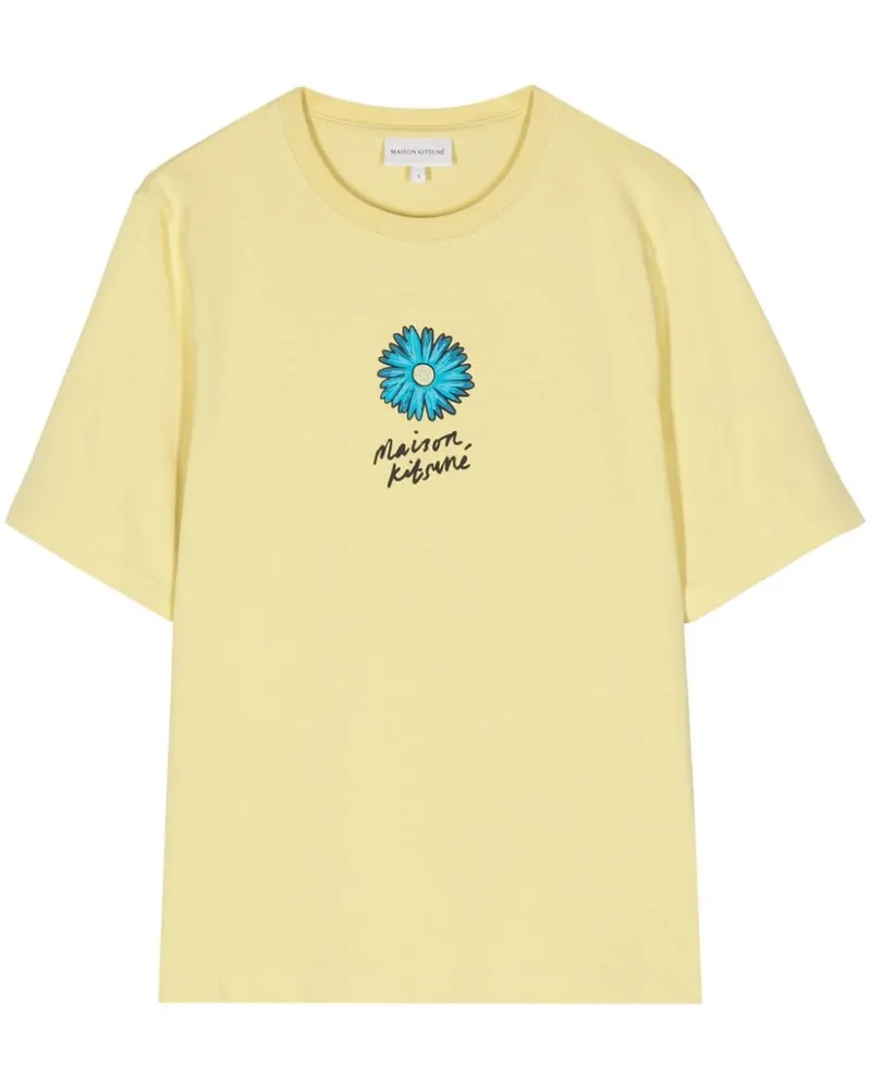 Kitsuné Floating Flower T-Shirt Gelb