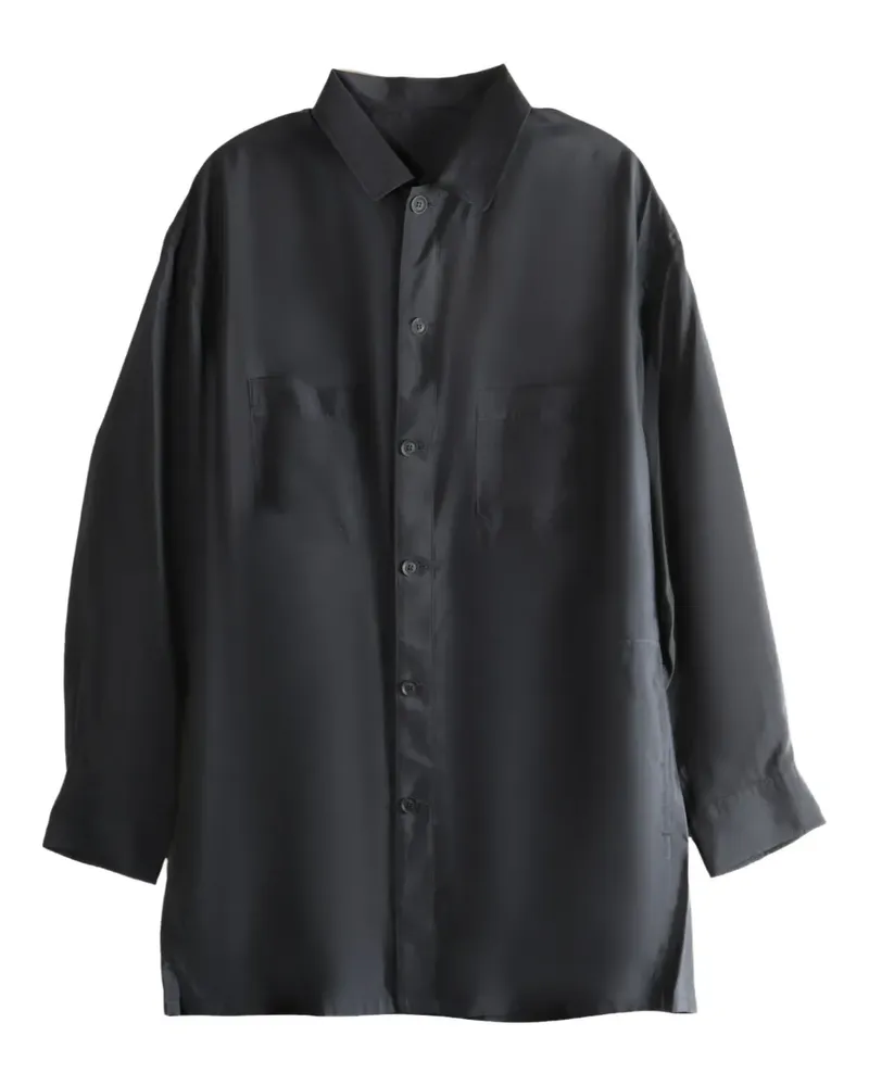 Yohji Yamamoto Cupro-Hemd mit Taschen - Schwarz Schwarz