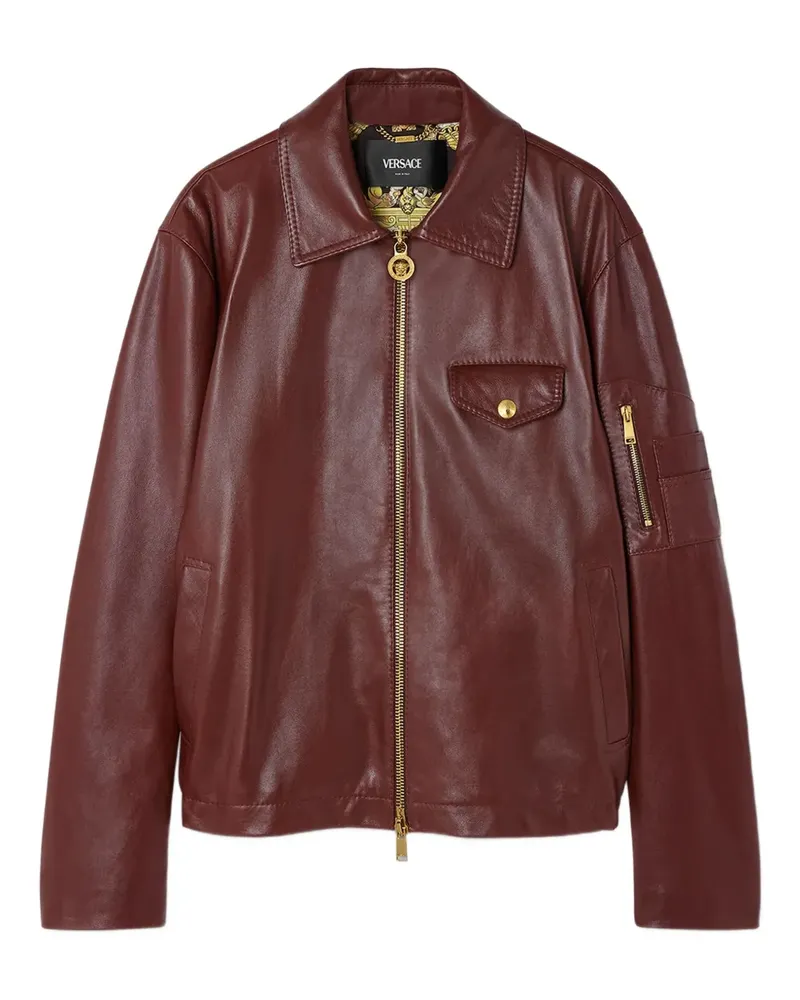 Versace Lederjacke im Biker-Style - Braun Braun