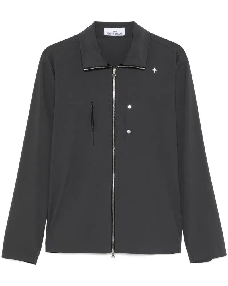 Stone Island Hemdjacke mit Logo-Stickerei - Grau Grau