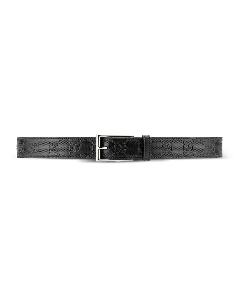 Gucci Gürtel mit GG-Muster - Schwarz Schwarz