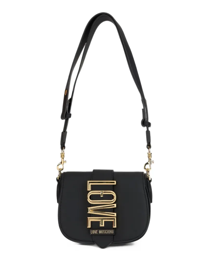 Moschino Schultertasche mit Logo-Schild - Schwarz Schwarz