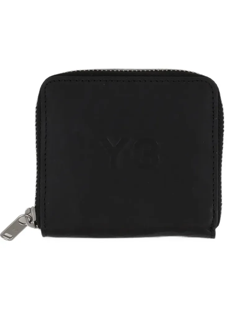 Y-3 logo-debossed crinkled leather wallet - Schwarz Schwarz