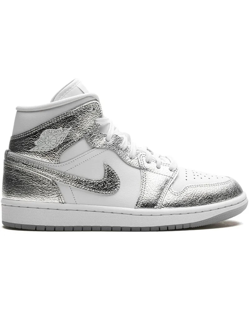 Jordan Air  1 Mid SE "Metallic Silver" Sneakers - Weiß Weiß