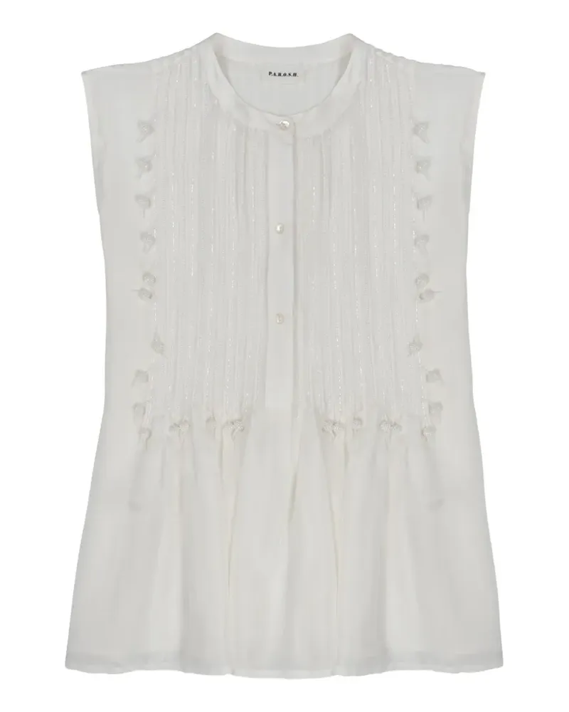 P.A.R.O.S.H. Bluse mit Perlen - Weiß Weiß